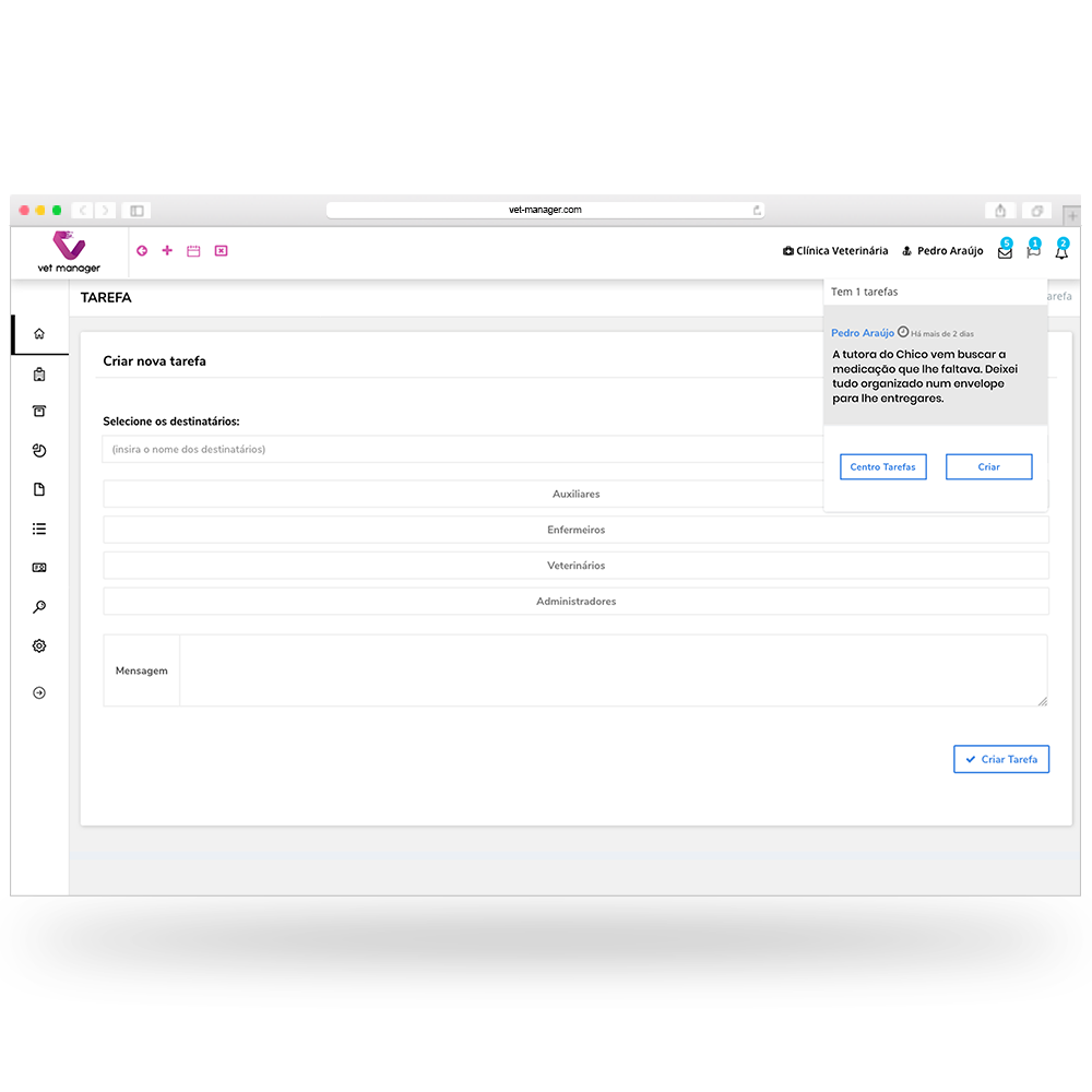 Gestor Tarefas - Vet Manager Software Veterinário